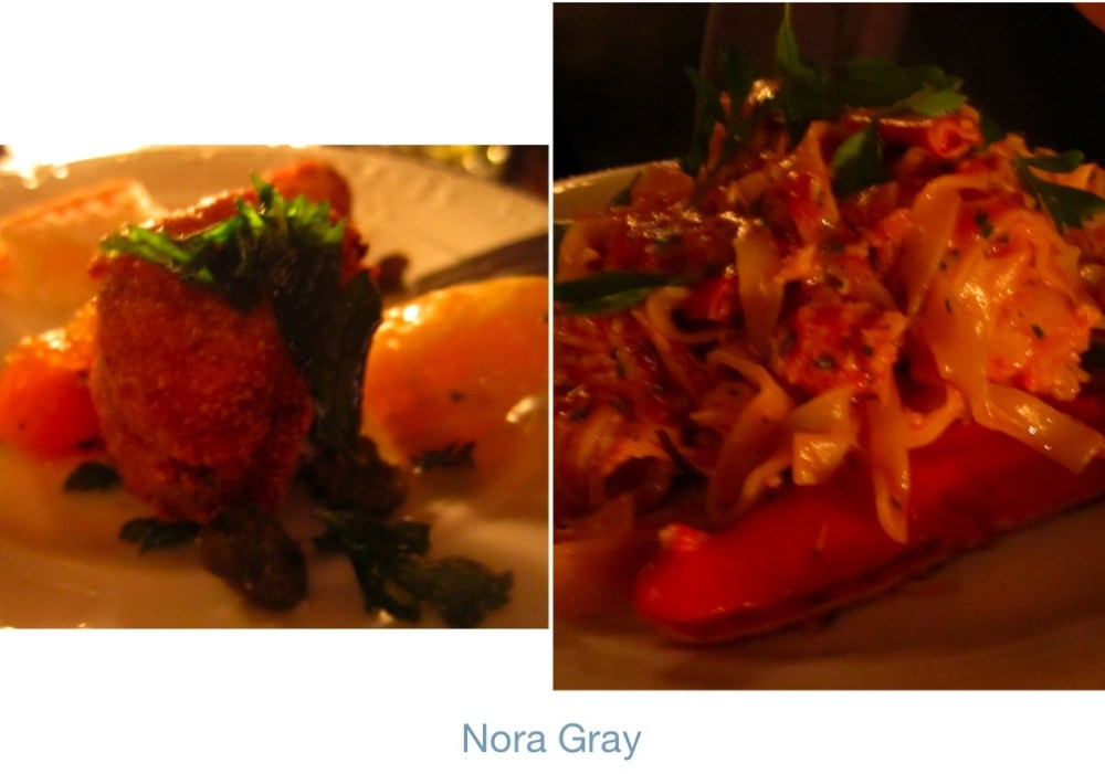 fried brain & tagliatelli with snow crab